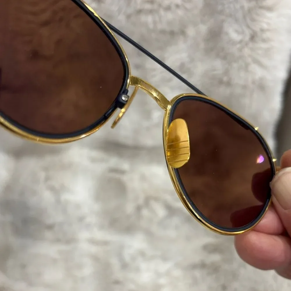 Thom Browne Oval Sunglasses TB109 CTGLDNVY Gold/Black 53mm. Unisex